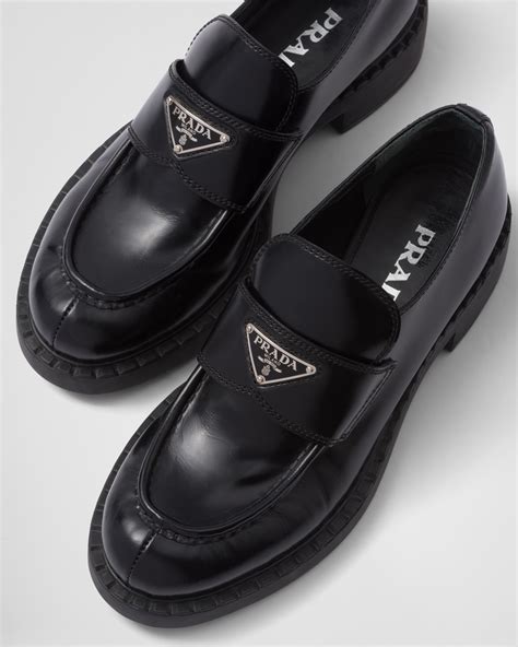 prada leather logo loafers|prada leather loafers women.